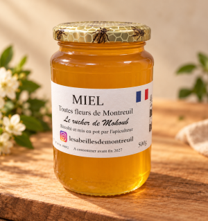 Pot de miel toutes fleurs de Montreuil – Floraison de début juin 500 g