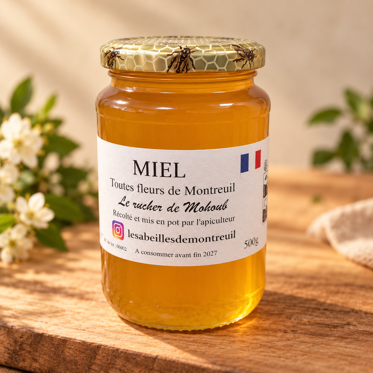 Pot de miel toutes fleurs de Montreuil – Floraison de début juin 500 g