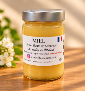 Pot de miel toutes fleurs de Montreuil – Floraison de fin juin 425 g