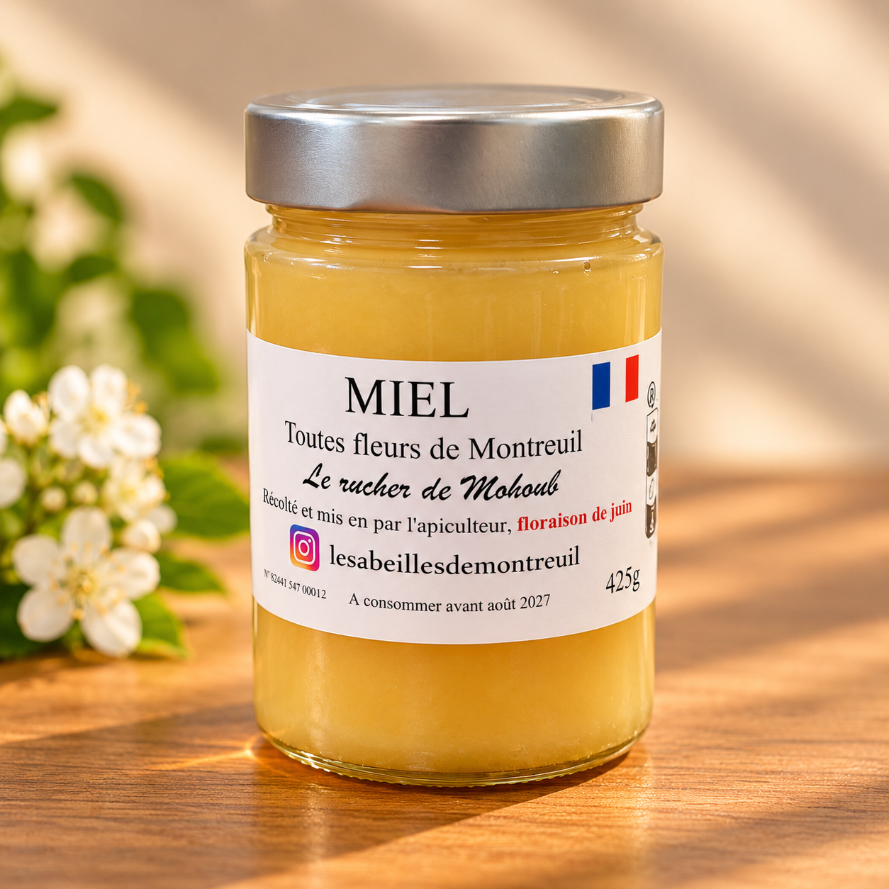 Pot de miel toutes fleurs de Montreuil – Floraison de fin juin 425 g
