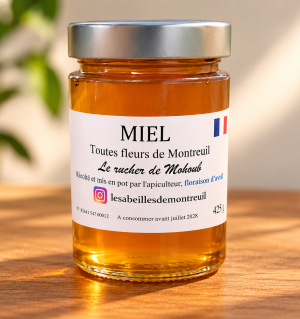 Pot de miel toutes fleurs de Montreuil – Floraison d’avril 425 g